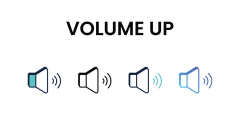 Volume Up icons set, color line, ouline, glyph, gradient icon stock illustration