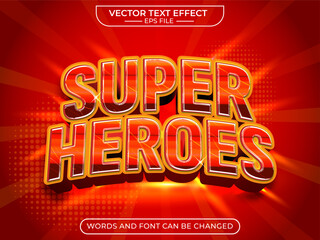 superheroes text effect, editable, 3d text. vector template