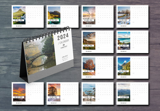 Desk Flip 2023 Calendar Template with Springs Layout