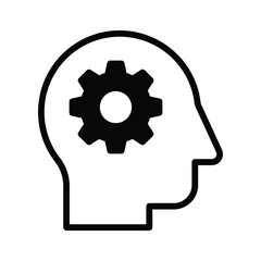 Cogwheel inside mind depicting concept icon of brainstorming vector design