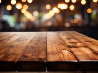 wood table with blurred background 