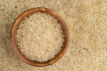 a large amount of uncooked fresh polished rice