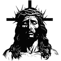 Jesus illustration, Christ, isolated on transparent background, Ai Generated