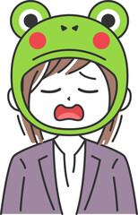 蛙化現象した、ビジネスウーマンのイラスト
