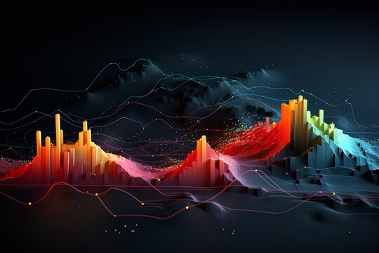 Create an abstract image that visually represents the flow of real-time data, customizable metrics, and comprehensive analytics