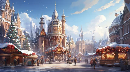 Foto op Aluminium Winter Wonderland Castle: A Christmas Fairy Tale Escape © Milica