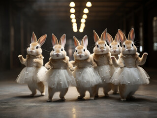 Ballet Rabbits Gracefully Adorned in Tulle Skirts