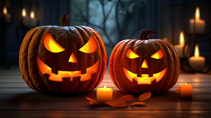 Fototapeta premium Isolated Halloween pumpkins Jack O Lantern Halloween Pumpkin