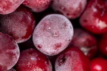 red cherry covered with a thin layer of ice