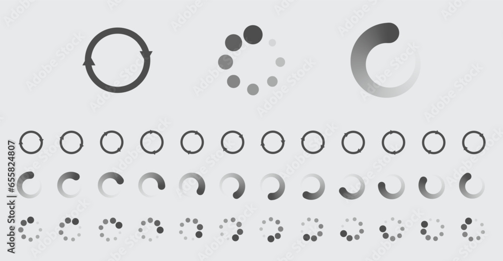 Fototapete circular loading buffering icons vector set video ready for animation gif all keyframes frames bufri