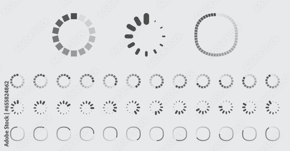 Fototapete circular loading buffering icons vector set video ready for animation gif all keyframes frames bufri