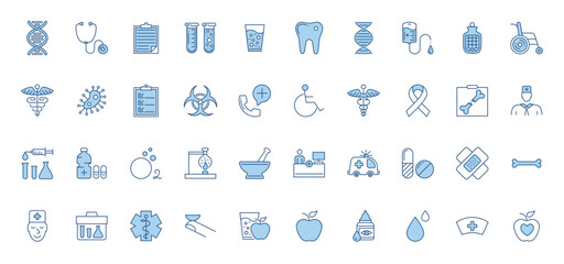 Medical Vector Icons Set. Line Icons, Sign and Symbols in Outline Design Medicine and Health Care with Elements for Mobile Concepts and Web Apps. Collection Modern Infographic Logo and Pictogram