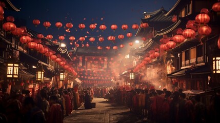 Obraz premium Immerse yourself in the vibrant chaos of the Gion Matsuri festival, where tradition meets celebration. 