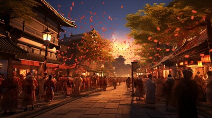 Naklejka premium Immerse yourself in the rich culture and festivities of the Gion Matsuri festival, a visual spectacle. 