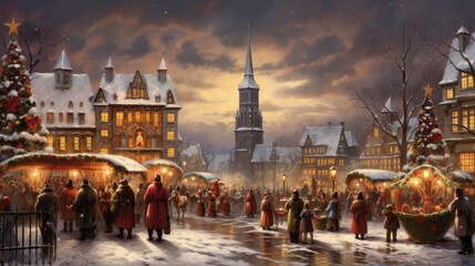 Snowy Town and Christmas Scnerey