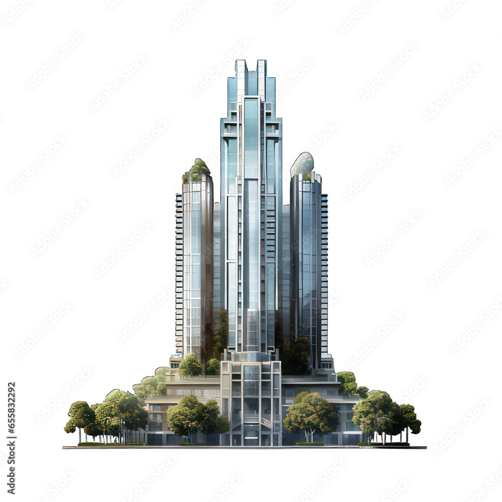 Poster skyscraper isolated on white created with generative ai