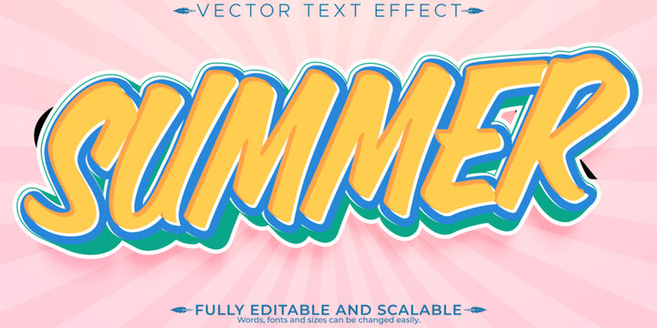Summertext effect, editable holiday and sun text style