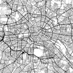 1:1 square aspect ratio vector road map of the city of  Berlin in Germany with black roads on a white background.