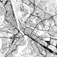 1:1 square aspect ratio vector road map of the city of  Mannheim in Germany with black roads on a white background.