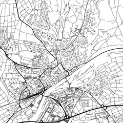 Fototapeta na wymiar 1:1 square aspect ratio vector road map of the city of Schweinfurt in Germany with black roads on a white background.