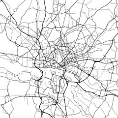 1:1 square aspect ratio vector road map of the city of  Hamburg Metropole in Germany with black roads on a white background.