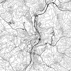 1:1 square aspect ratio vector road map of the city of  Marburg in Germany with black roads on a white background.