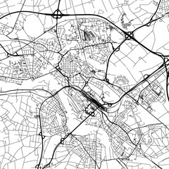 1:1 square aspect ratio vector road map of the city of  Hanau in Germany with black roads on a white background.