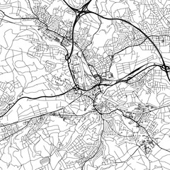 Fototapeta na wymiar 1:1 square aspect ratio vector road map of the city of Wetzlar in Germany with black roads on a white background.