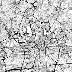 1:1 square aspect ratio vector road map of the city of  Frankfurt am Main Metropole in Germany with black roads on a white background.