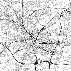 1:1 square aspect ratio vector road map of the city of  Osnabruck in Germany with black roads on a white background.