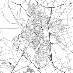 1:1 square aspect ratio vector road map of the city of  Nordhorn in Germany with black roads on a white background.