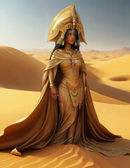 Egyptian woman in the desert - obrazy, fototapety, plakaty