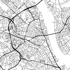 1:1 square aspect ratio vector road map of the city of  Bonn in Germany with black roads on a white background.