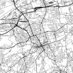 1:1 square aspect ratio vector road map of the city of  Gelsenkirchen in Germany with black roads on a white background.