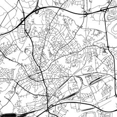 1:1 square aspect ratio vector road map of the city of  Bottrop in Germany with black roads on a white background.