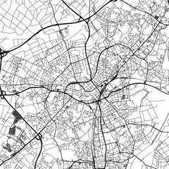 1:1 square aspect ratio vector road map of the city of  Monchengladbach in Germany with black roads on a white background.