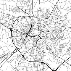 Fototapeta na wymiar 1:1 square aspect ratio vector road map of the city of Herford in Germany with black roads on a white background.
