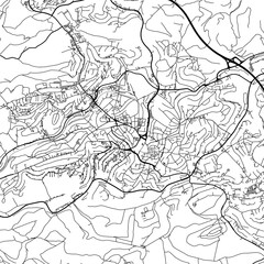 1:1 square aspect ratio vector road map of the city of  Ludenscheid in Germany with black roads on a white background.