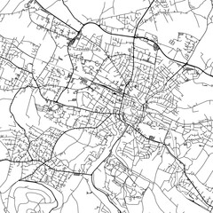 1:1 square aspect ratio vector road map of the city of  Detmold in Germany with black roads on a white background.