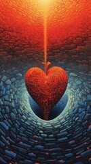 Trendy illustration of  human heart. Abstract colorful painting with geometric shapes.