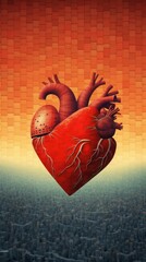 Trendy illustration of  human heart. Abstract colorful painting with geometric shapes.
