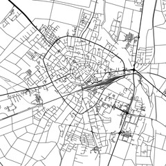 1:1 square aspect ratio vector road map of the city of  Euskirchen in Germany with black roads on a white background.