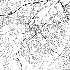 1:1 square aspect ratio vector road map of the city of  Bad Kreuznach in Germany with black roads on a white background.