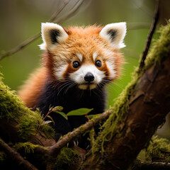 Red Panda Small Panda in nature close up