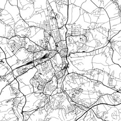1:1 square aspect ratio vector road map of the city of  Zwickau in Germany with black roads on a white background.