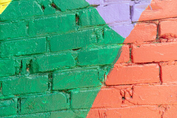 Multi-colored brick wall, oblique, texture