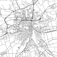 Fototapeta na wymiar 1:1 square aspect ratio vector road map of the city of Weimar in Germany with black roads on a white background.
