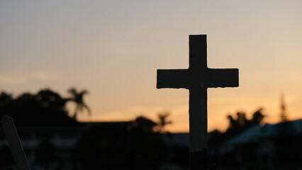 cross in the sunset