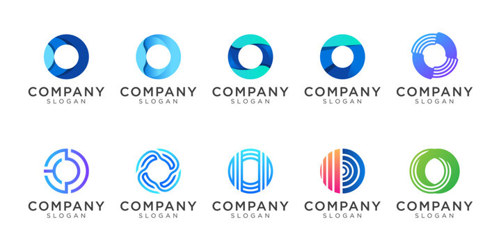 Letter O logo design for various types of businesses and company. colorful, modern, geometric, luxury letter o logo set