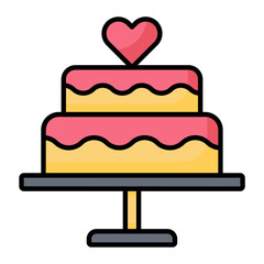 Wedding Cake Colored Outline Icon